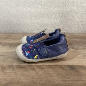 Stride Rite Atlas Navy Print Leather Baby Boy Shoes 4W